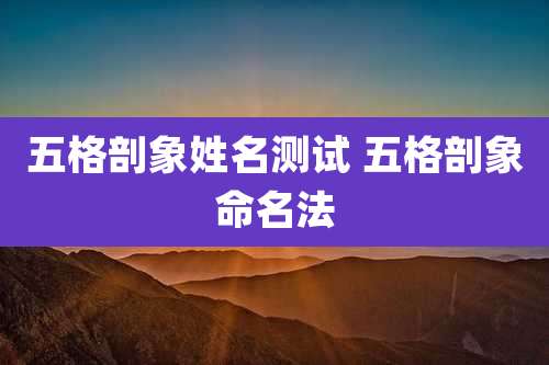 五格剖象姓名测试 五格剖象命名法