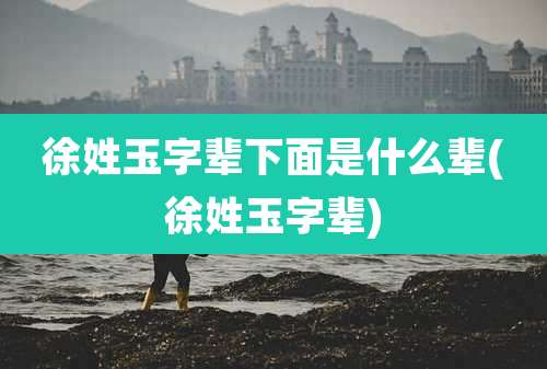 徐姓玉字辈下面是什么辈(徐姓玉字辈)