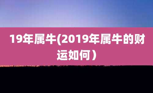 19年属牛(2019年属牛的财运如何)