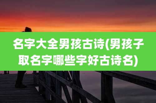 名字大全男孩古诗(男孩子取名字哪些字好古诗名)