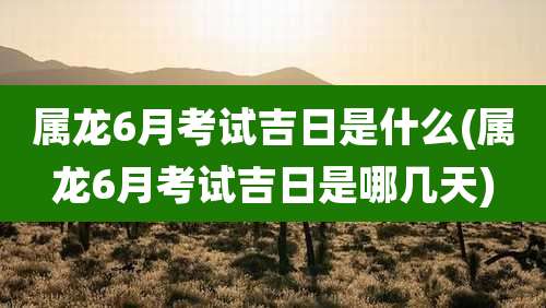 属龙6月考试吉日是什么(属龙6月考试吉日是哪几天)