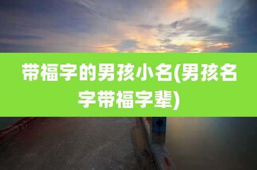 带福字的男孩小名(男孩名字带福字辈)