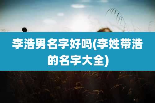 李浩男名字好吗(李姓带浩的名字大全)