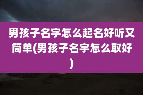 男孩子名字怎么起名好听又简单(男孩子名字怎么取好)
