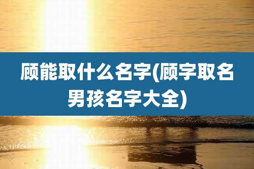 顾能取什么名字(顾字取名男孩名字大全)