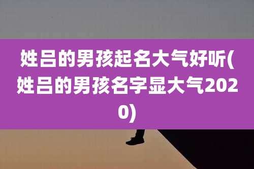 姓吕的男孩起名大气好听(姓吕的男孩名字显大气2020)