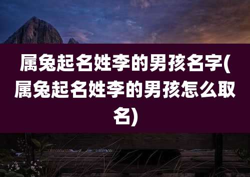 属兔起名姓李的男孩名字(属兔起名姓李的男孩怎么取名)