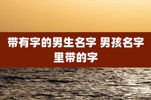 带有字的男生名字 男孩名字里带的字