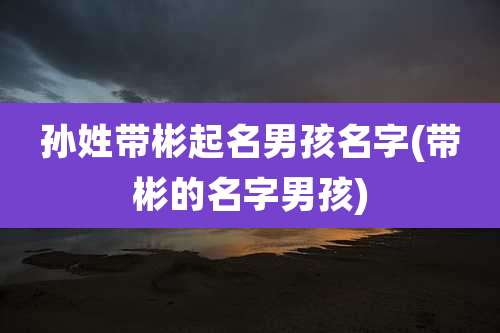 孙姓带彬起名男孩名字(带彬的名字男孩)