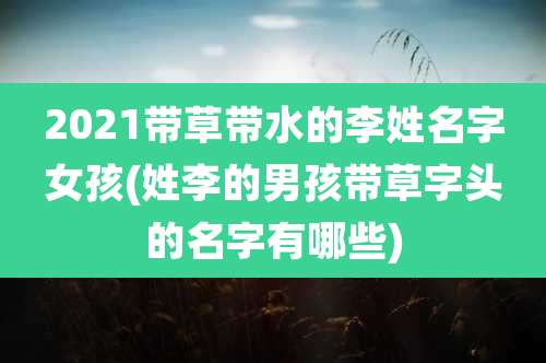 2021带草带水的李姓名字女孩(姓李的男孩带草字头的名字有哪些)