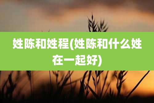 姓陈和姓程(姓陈和什么姓在一起好)