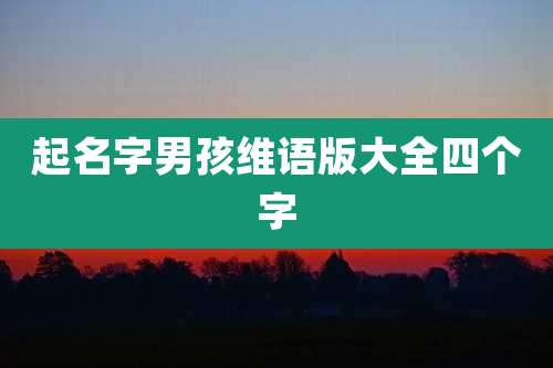起名字男孩维语版大全四个字