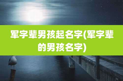 军字辈男孩起名字(军字辈的男孩名字)