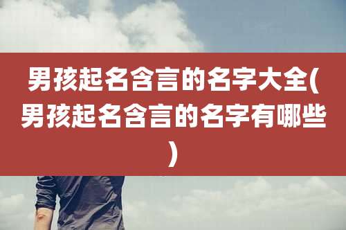 男孩起名含言的名字大全(男孩起名含言的名字有哪些)
