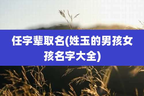 任字辈取名(姓玉的男孩女孩名字大全)