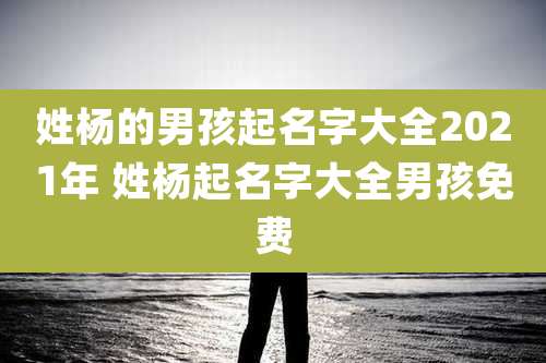 姓杨的男孩起名字大全2021年 姓杨起名字大全男孩免费