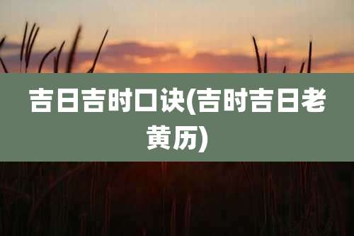 吉日吉时口诀(吉时吉日老黄历)