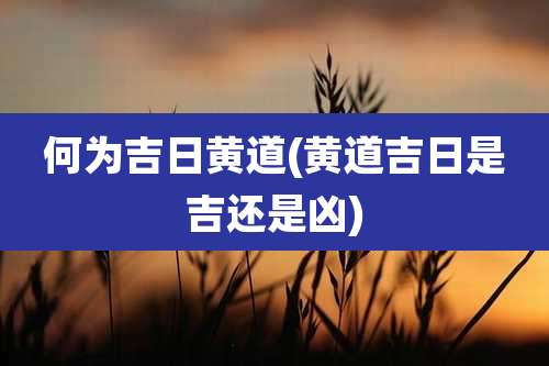 何为吉日黄道(黄道吉日是吉还是凶)
