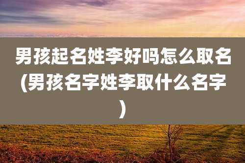 男孩起名姓李好吗怎么取名(男孩名字姓李取什么名字)