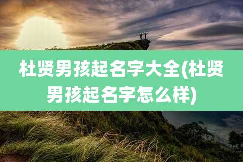 杜贤男孩起名字大全(杜贤男孩起名字怎么样)