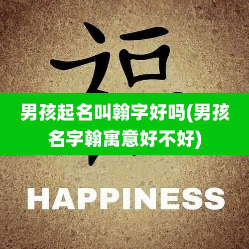 男孩起名叫翰字好吗(男孩名字翰寓意好不好)
