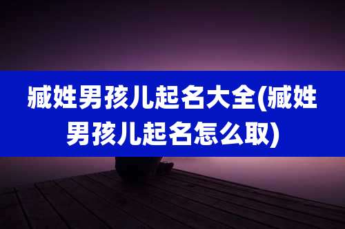 臧姓男孩儿起名大全(臧姓男孩儿起名怎么取)