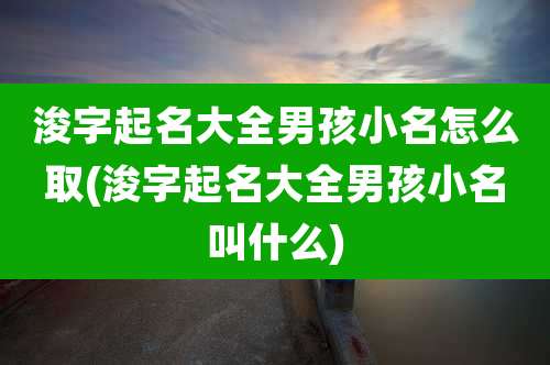 浚字起名大全男孩小名怎么取(浚字起名大全男孩小名叫什么)