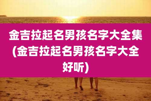 金吉拉起名男孩名字大全集(金吉拉起名男孩名字大全好听)