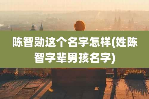陈智勋这个名字怎样(姓陈智字辈男孩名字)