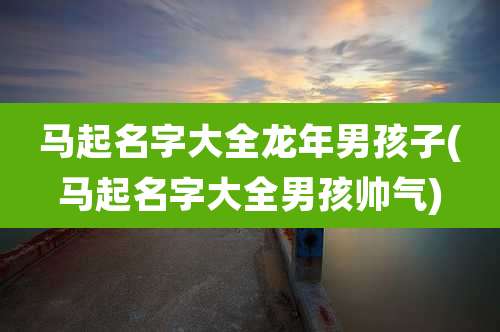 马起名字大全龙年男孩子(马起名字大全男孩帅气)