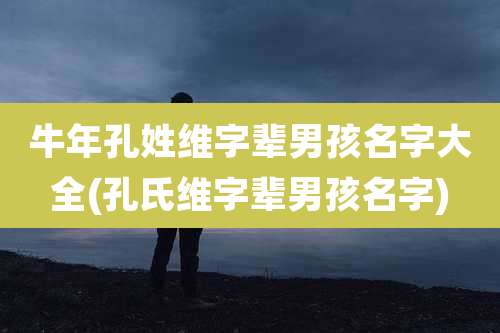 牛年孔姓维字辈男孩名字大全(孔氏维字辈男孩名字)