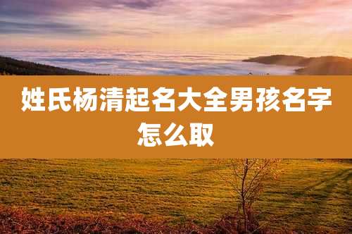 姓氏杨清起名大全男孩名字怎么取