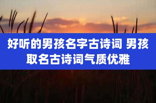 好听的男孩名字古诗词 男孩取名古诗词气质优雅