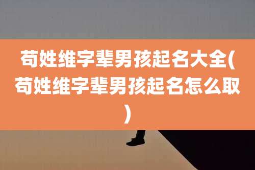 苟姓维字辈男孩起名大全(苟姓维字辈男孩起名怎么取)