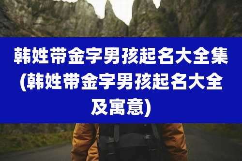 韩姓带金字男孩起名大全集(韩姓带金字男孩起名大全及寓意)