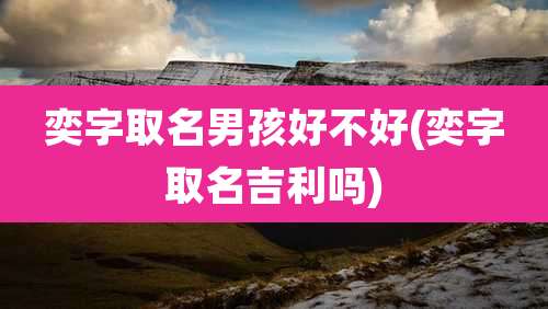 奕字取名男孩好不好(奕字取名吉利吗)