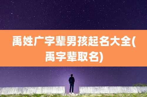 禹姓广字辈男孩起名大全(禹字辈取名)