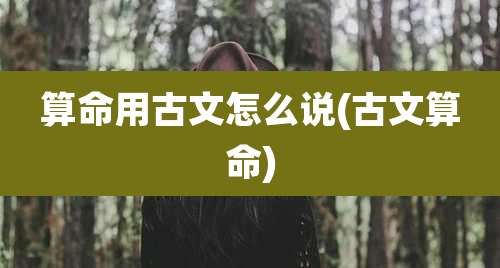 算命用古文怎么说(古文算命)