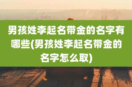 男孩姓李起名带金的名字有哪些(男孩姓李起名带金的名字怎么取)