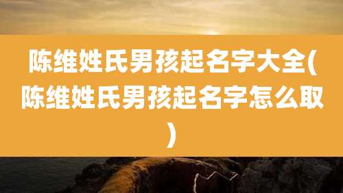 陈维姓氏男孩起名字大全(陈维姓氏男孩起名字怎么取)