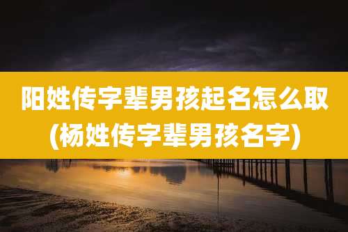 阳姓传字辈男孩起名怎么取(杨姓传字辈男孩名字)