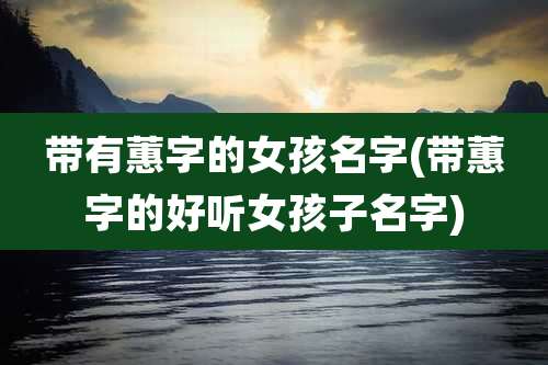 带有蕙字的女孩名字(带蕙字的好听女孩子名字)