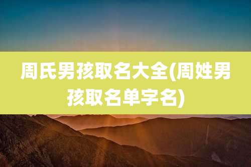 周氏男孩取名大全(周姓男孩取名单字名)