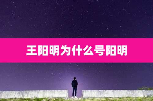 王阳明为什么号阳明