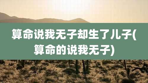 算命说我无子却生了儿子(算命的说我无子)
