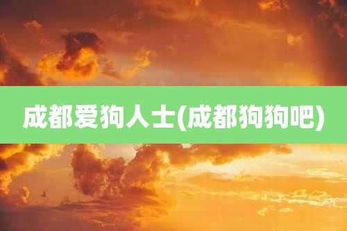 成都爱狗人士(成都狗狗吧)