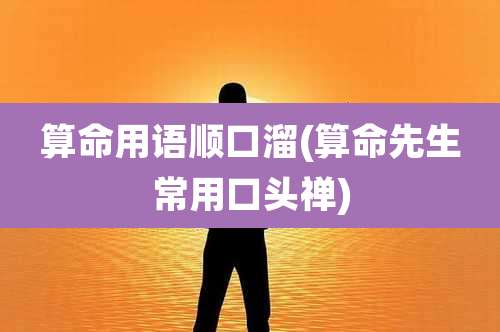 算命用语顺口溜(算命先生常用口头禅)