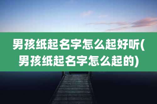 男孩纸起名字怎么起好听(男孩纸起名字怎么起的)