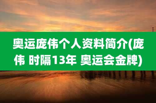 奥运庞伟个人资料简介(庞伟 时隔13年 奥运会金牌)