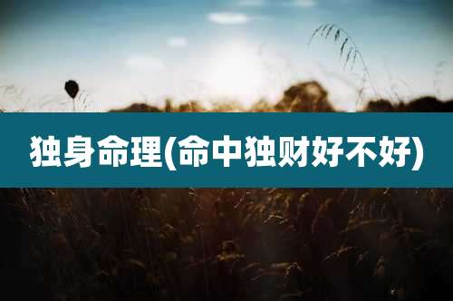 独身命理(命中独财好不好)